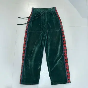 다크 그린 에스닉 패턴 이지 팬츠