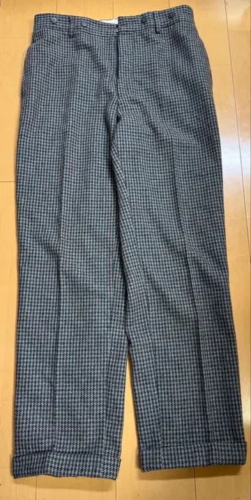 아르마니 체크 무늬 슬랙스 스트레이트 울 팬츠