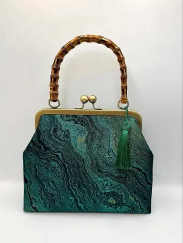 [ 핸드메이드 ] 가마구치 핸드백 대나무 손잡이 #515