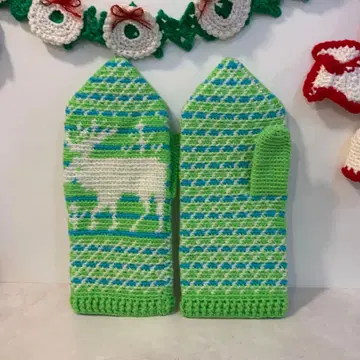 루돌프 무늬 뜨개 장갑