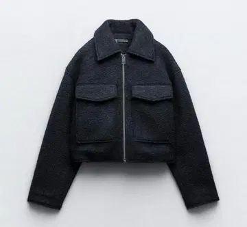 ZARA 부클레 크롭 자켓 네이비