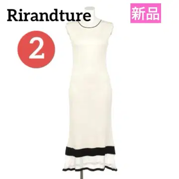 리랜드트루 라인 머메이드 원피스 M 화이트 바이컬러 슬리브리스