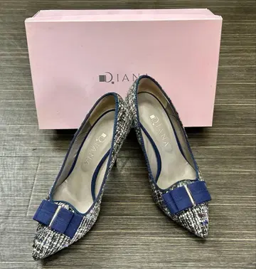 DIANA 펌프스 하이힐 네이비 계열 트위드 23.5