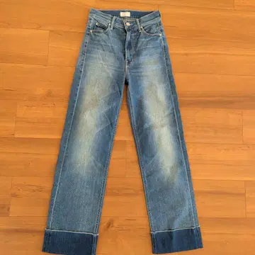 MOTHER THE MAVERICK CUFF 블루 스트레이트 데님 24