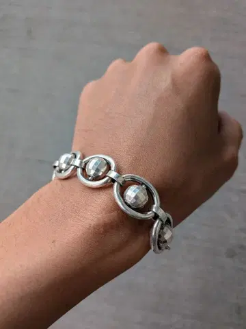 유로 빈티지 실버 925 미러볼 팔찌 디스코볼