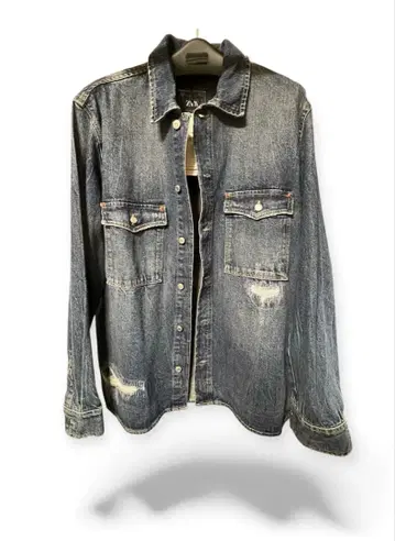 ZARA 자라 데미지 가공 데님 셔츠 L 사이즈 미착용 새상품!