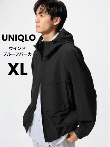 미사용급 유니클로 윈드프루프 후드티 2025년 가을/겨울 모델 블랙 XL