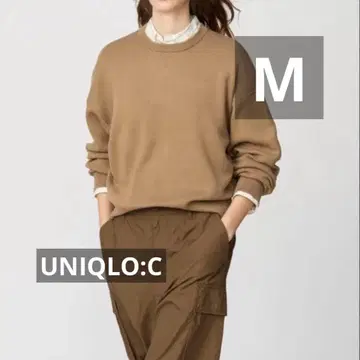 유니클로C 스무스 코튼 크루넥 스웨터 M 베이지