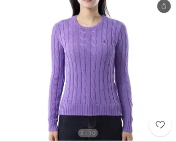 폴로 랄프 로렌 케이블 니트 스웨터 퍼플