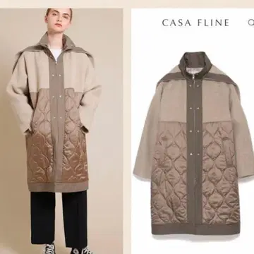 새상품급 CASA FLINE 카사플라인 후드 부착 퀼팅 롱 코트