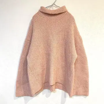 [아틀리에시크] 스웨터 니트 하이넥 드롭 숄더 울 혼방 40