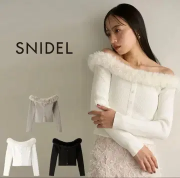 snidel 오프숄더 퍼 니트 상의