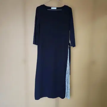 레이스 슬리브 다크 네이비 롱 원피스