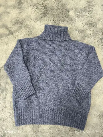 Mila Owen 모헤어 혼방 하이넥 스웨터 블루 그레이 프리 사이즈