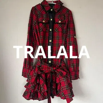 y2k TRALALA 금장 버튼 타탄 체크 프릴 원피스