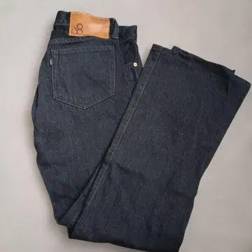 Johnbull 블랙 버튼 플라이 셀비지 스트레이트 데님 32인치