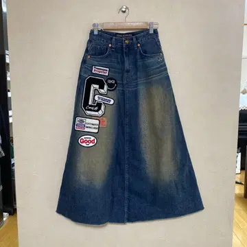 COOLATIPUES 데님 롱 스커트 패치워크 디자인