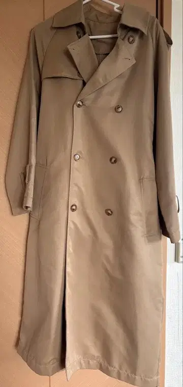 여성용 베이지 더블 브레스트 트렌치코트