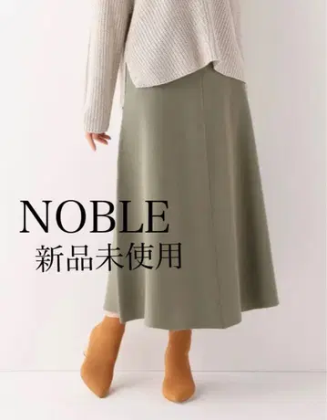 [새상품] NOBLE 니트 플레어 스커트 노블 F 카키