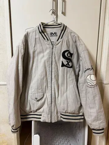 빈티지 90s Mirage 리버서블 화이트 양말 바시티 자켓