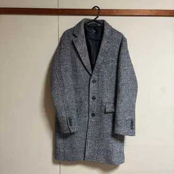 남성용 체크 무늬 체스터 코트