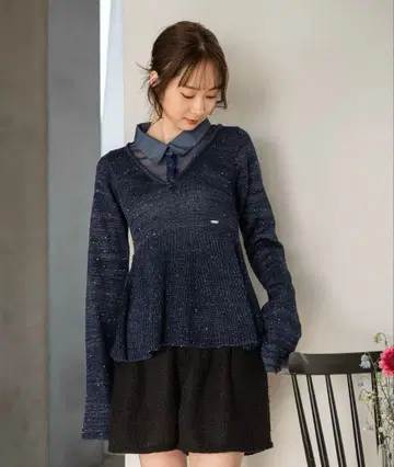 페플럼 라메 스팽글 니트