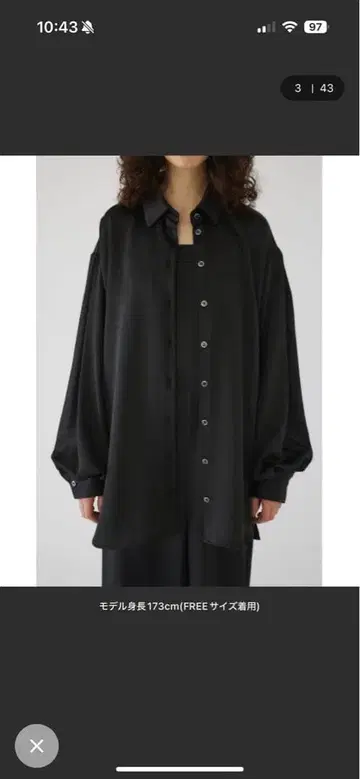 RIM.ARK 새틴 오버사이즈 셔츠 블랙 FREE 사이즈