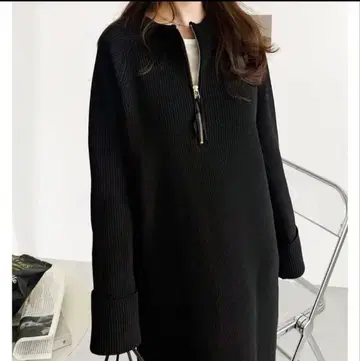 블랙 니트 롱 원피스 (지퍼 포함)