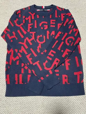 TOMMY HILFIGER 로고 스웨터 M 네이비