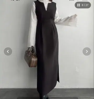 Meiru 백 시어 키넥 오버롤 스커트