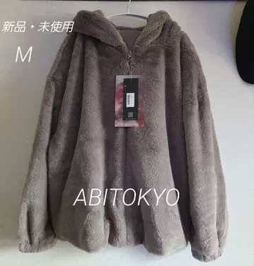 [ 새상품 미사용 ] 인조 모피 ZIP 업 후디 모카