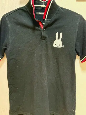 CUNE 블랙 피케 셔츠 토끼 로고 (사이즈 2)