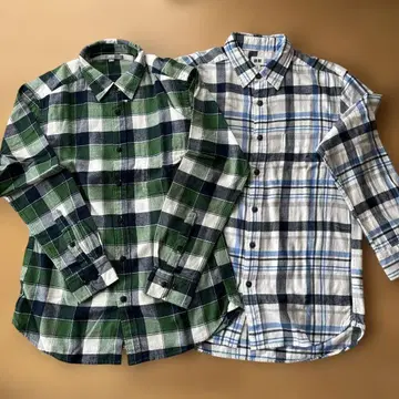 UNIQLO 체크 무늬 셔츠 M 사이즈 2개 세트
