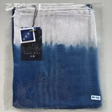 천연 네이비 나염 Japan Blue 네이비 나염 실크 혼방 숄