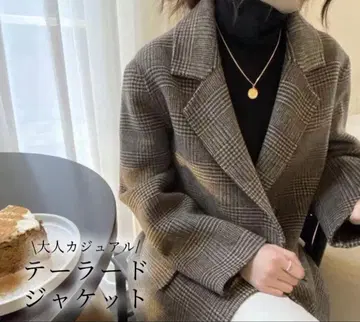 자켓 멜톤풍 그레이지 체크 따뜻한 M 사이즈