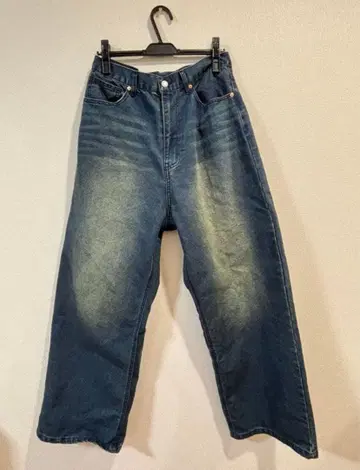 다크 블루 와이드 레그 데님