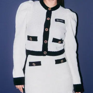 LILY BROWN x MARY QUANT 트위드 니트 가디건 화이트