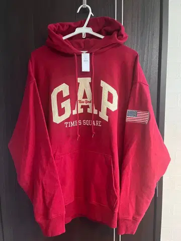 헤비 웨이트 타임스 스퀘어 GAP 로고 후드티 레드 M