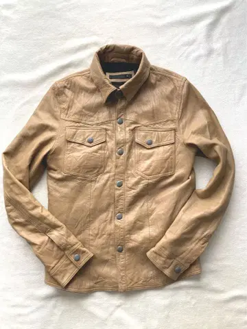 리오구 가죽 램 가죽 웨스턴 셔츠 카멜 사이즈 M 새상품급