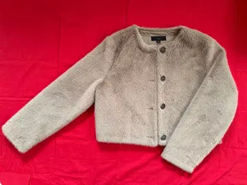 ZARA 베이지 노카라 인조 모피 자켓 L