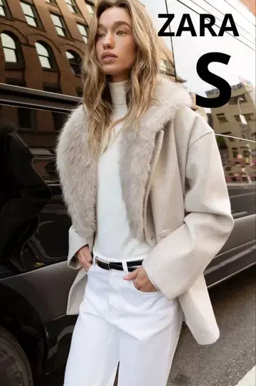 ZARA 인조 모피 옷깃 소프트 코트 사이즈 S 새상품