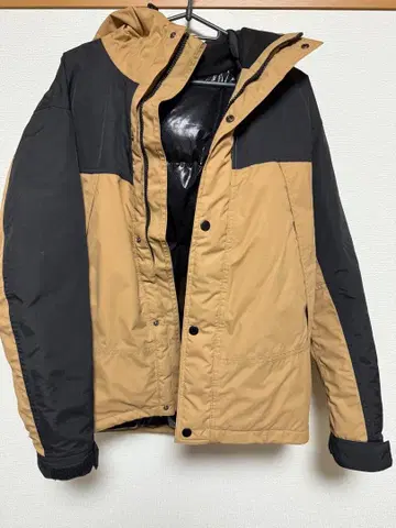 후드 부착 다운 자켓 M 베이지/블랙