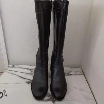 블랙 롱 부츠 이탈리아제 천연 가죽 사이드 지퍼