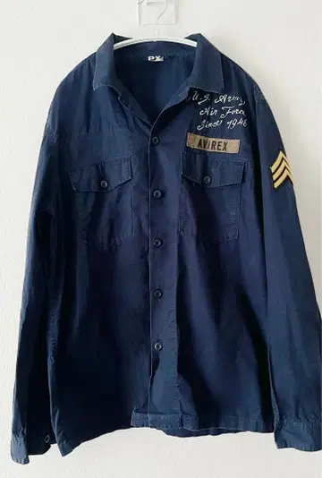 AVIREX 밀리터리 셔츠 네이비 XL