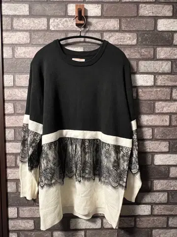 픽시 하트 레이스 니트 바이컬러