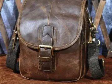 가죽 숄더백 브라운 20cm