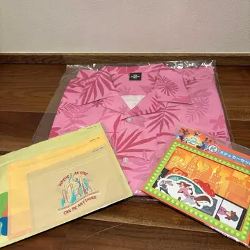 주토피아 해피 복권 B상 핑크 잎 패턴 셔츠와 주토피아 스티커 세트