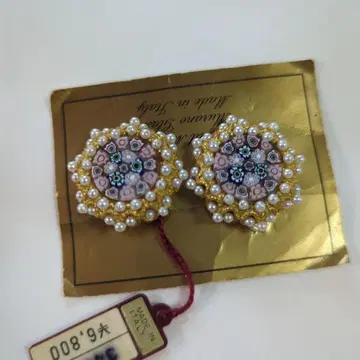 빈티지 펄 꽃무늬 베네치아 클립식 귀찌 새상품