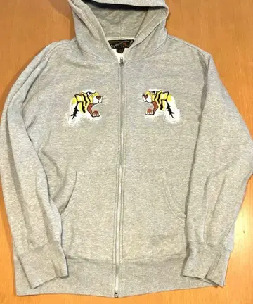 Merry Garden 양면 일본풍 패턴 호랑이 자수 풀 집업 후드티 M