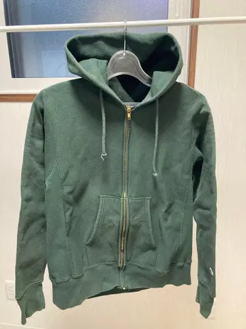 Champion ReverseWeave 후드티 L 다크 그린 빨간색 택